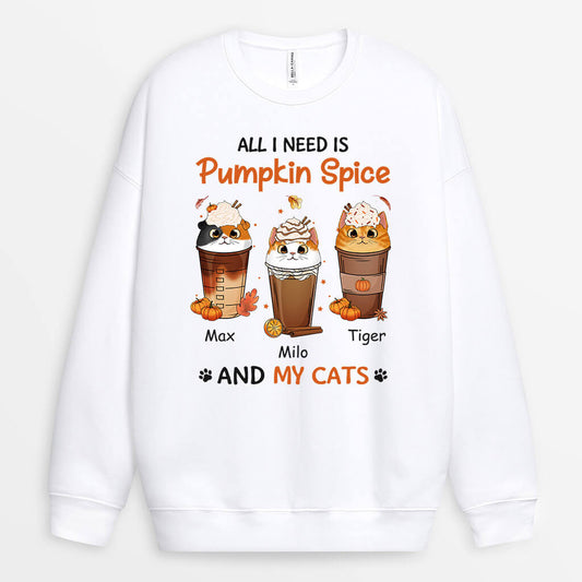 1208WUK1 Personalised Sweatshirt Gifts Pumpkin Cat Lovers