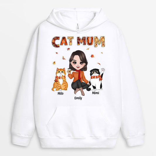 1210HUK2 Personalised Hoodie Gifts Fall Mom Cat Lovers