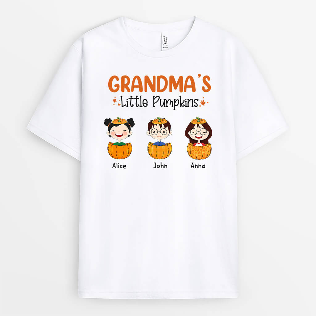 1213AUK1 Personalised T Shirt Gifts Pumpkin Grandma