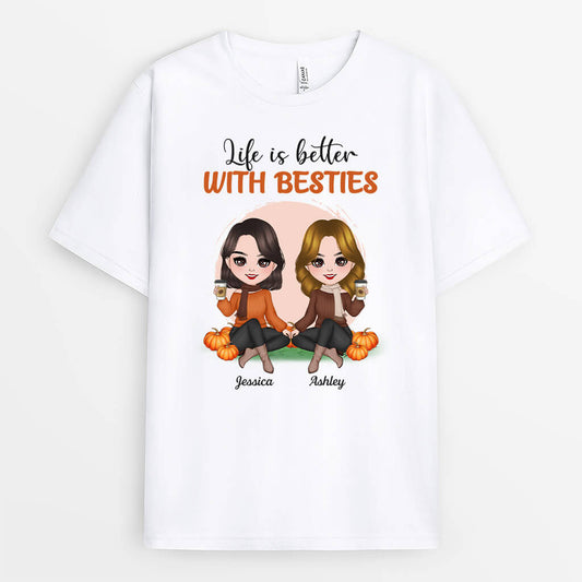 1218AUK1 Personalised T Shirts Gifts Life Better Besties