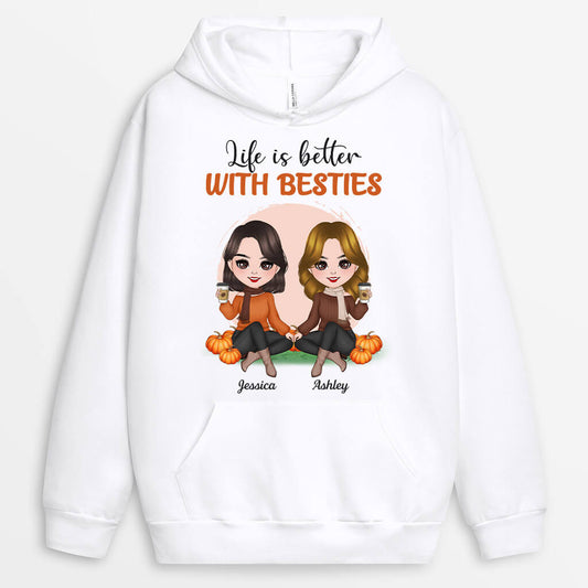 1218HUK1 Personalised Hoodies Gifts Life Better Besties