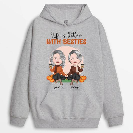 1218HUK2 Personalised Hoodies Gifts Life Better Besties