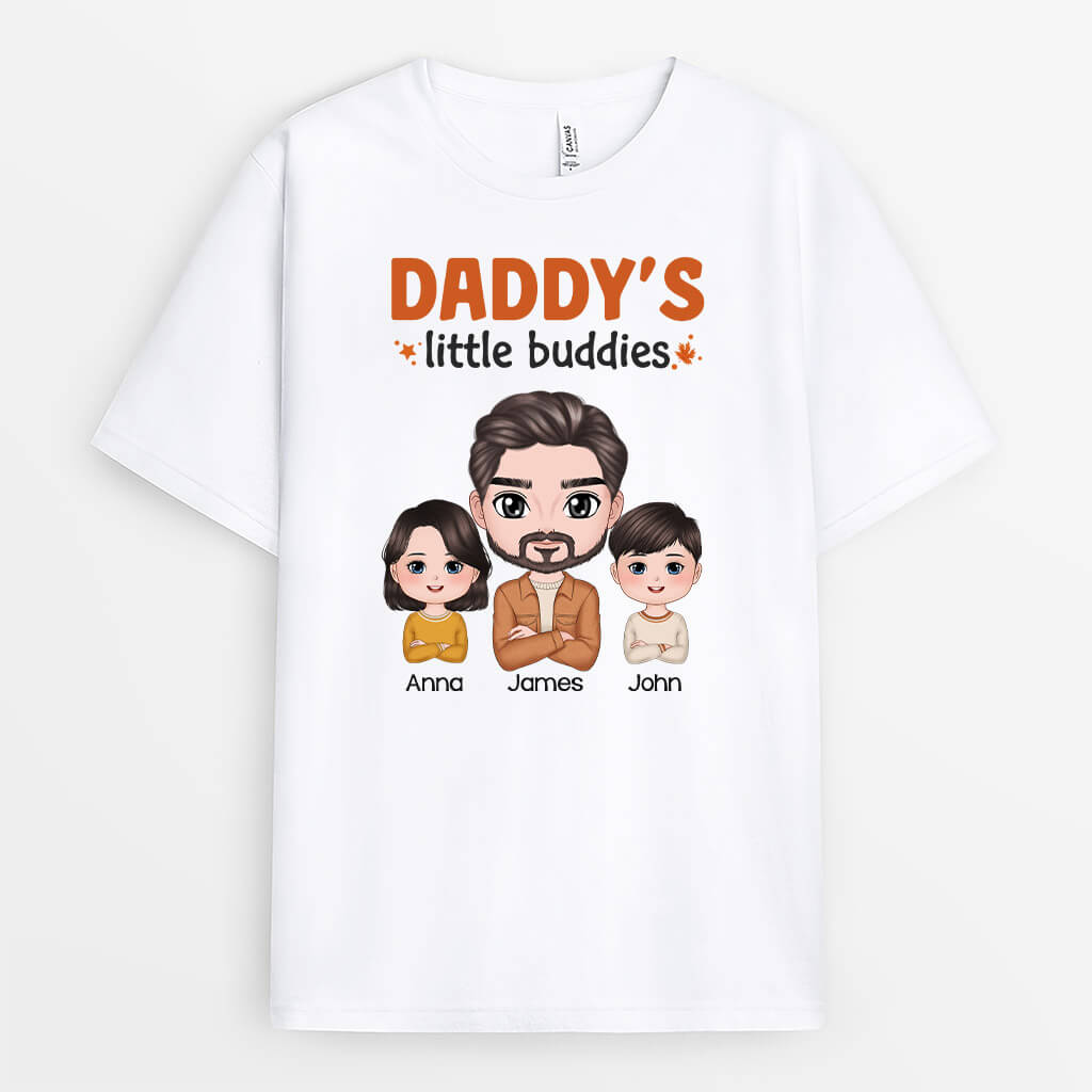 1219AUK1 Personalised T Shirts Gifts Little Buddies Dad