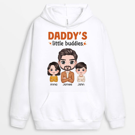 1219HUK1 Personalised Hoodies Gifts Little Buddies Dad