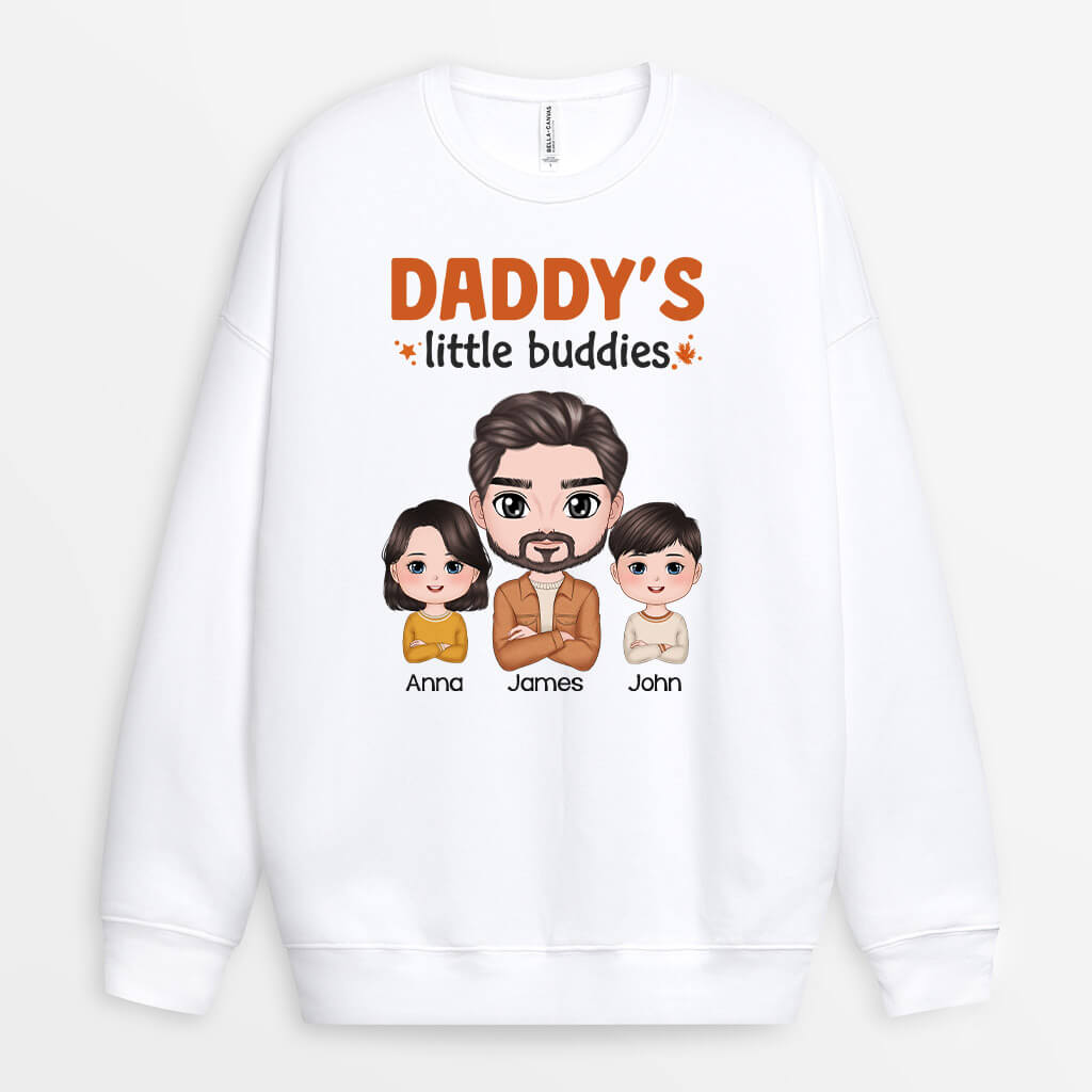 1219WUK1 Personalised Sweatshirts Gifts Little Buddies Dad