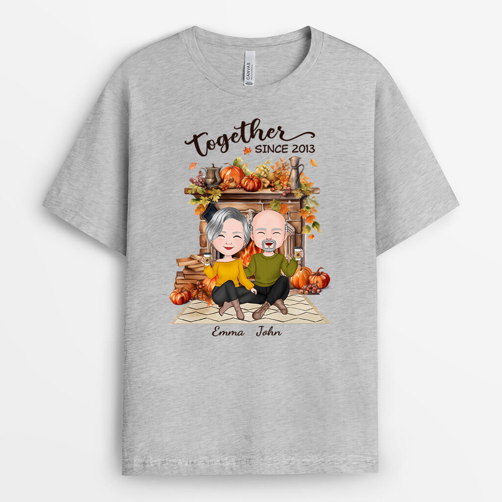 1220AUK2 Personalised T Shirts Gifts Fall Season Couples