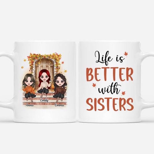 1223MUK1 Personalised Mugs Gifts Better Life Sisters