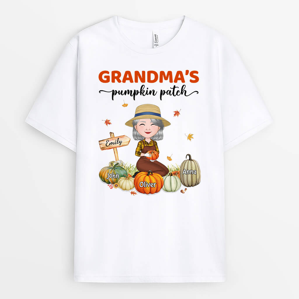 1224AUK1 Personalised T Shirts Gifts Little Pumpkins GrandmaMummy