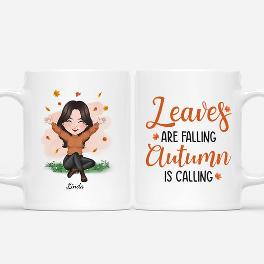 1227MUK1 Personalised Mugs Gifts Leaves Falling Autumn