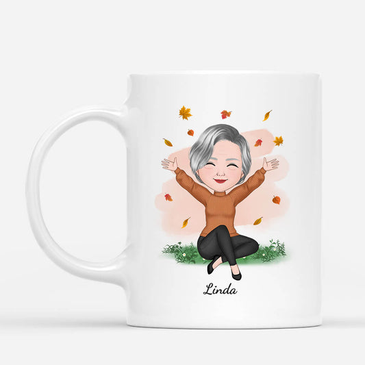 1227MUK2 Personalised Mugs Gifts Leaves Falling Autumn