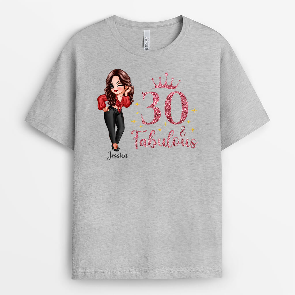 1231AUK1 personalised 30 and fabulous t shirt