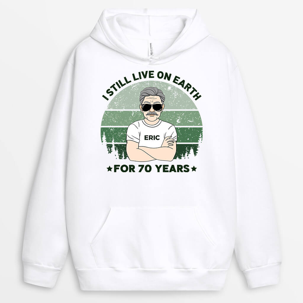 1238HUK2 personalised live on earth for 70 years hoodie