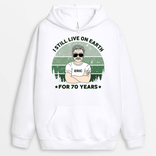 1238HUK2 personalised live on earth for 70 years hoodie