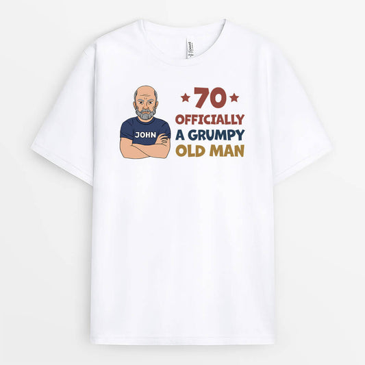 1239AUK1 personalised 60 officially grumpy old man t shirt