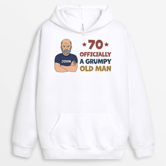 1239HUK1 personalised 70 officially grumpy old man hoodie t shirt