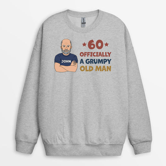 1239WUK2 personalised 60 officially grumpy old man sweatshirt