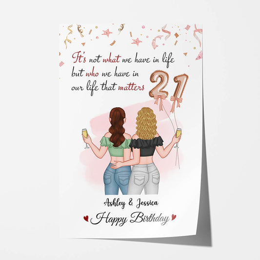 1240SUK1 personalised its who we have in life 21st birthday poster
