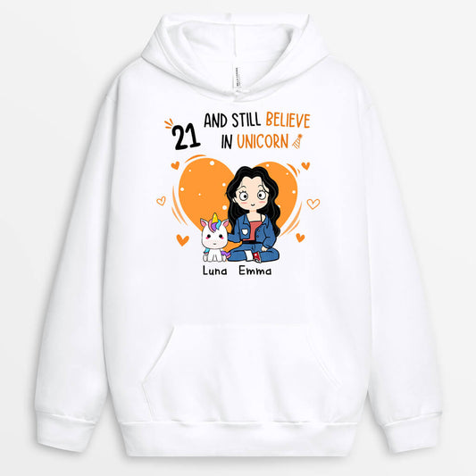 1244HUK1 personalised 21 and still believe in unicorn hoodie