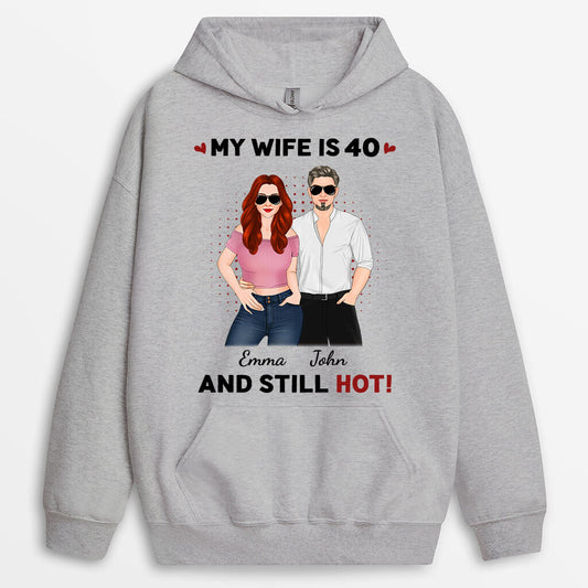 1250HUK1 personalised my wife husband is 40 and still hot hoodie