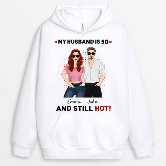 1250HUK2 personalised my wife husband is 40 and still hot hoodie