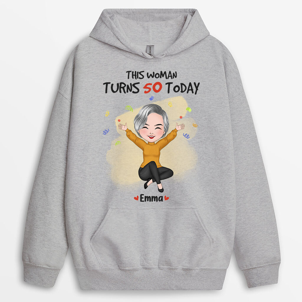 1251huk1 personalised this woman turn 50 today hoodie