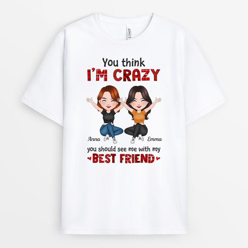 1283AUK2 personalised see me with my best friend t shirt