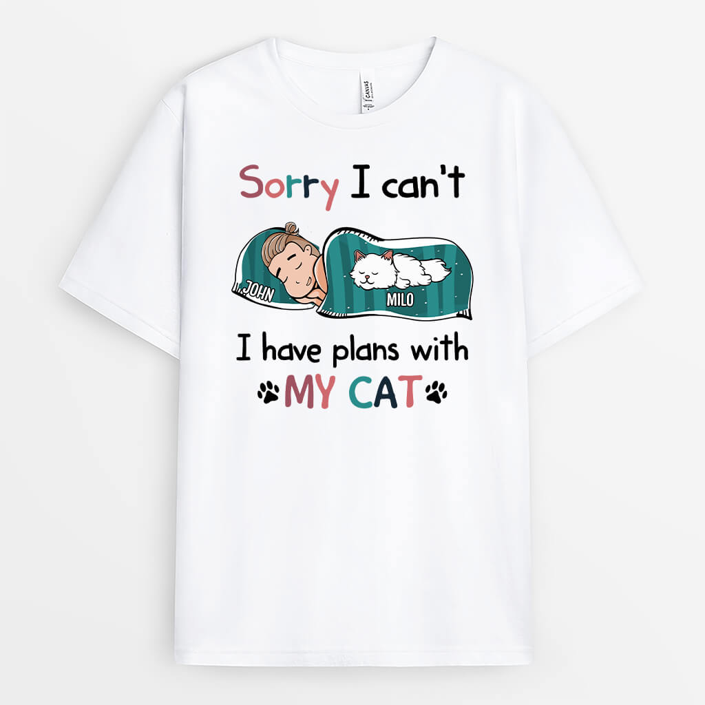 1287AUK1 personalised i have plans with my cat t shirt