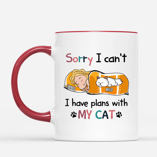 1287MUK2 personalised i have plans with my cat mug