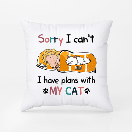 1287PUK2 personalised i have plans with my cat pillow