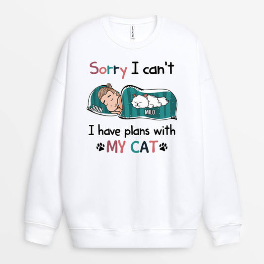 1287WUK1 personalised i have plans with my cat sweatshirt