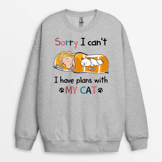 1287WUK2 personalised i have plans with my cat sweatshirt