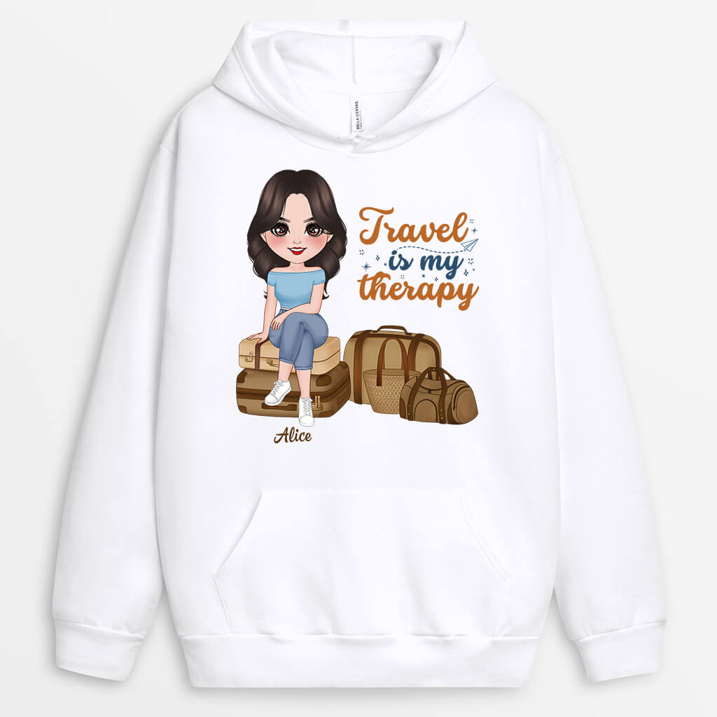 1290HUK1 personalised travel is my therapy hoodie