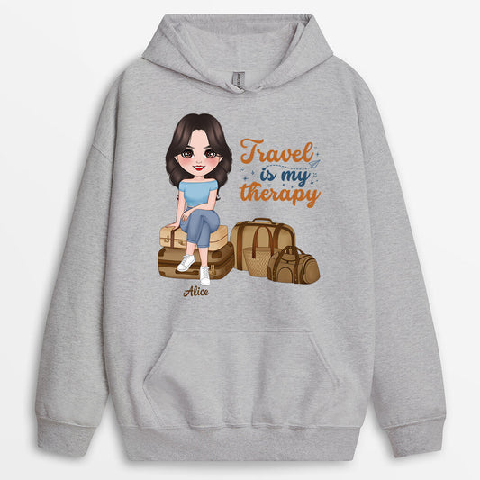 1290HUK2 personalised travel is my therapy hoodie