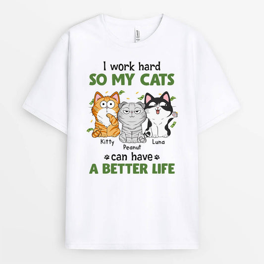 1292AUK1 personalised i work hard t shirt