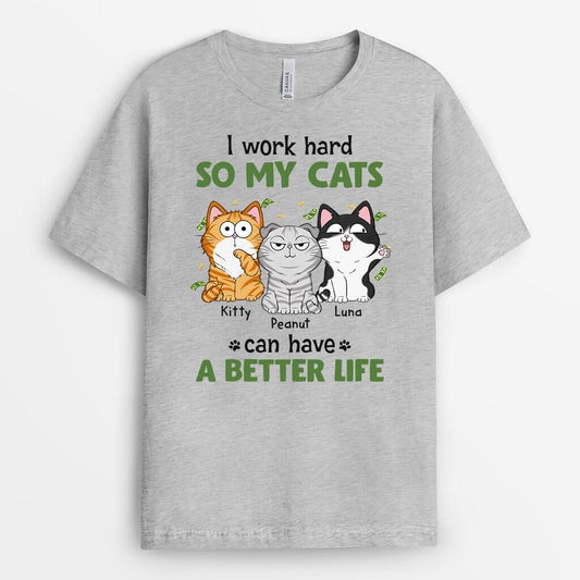 1292AUK2 personalised i work hard t shirt