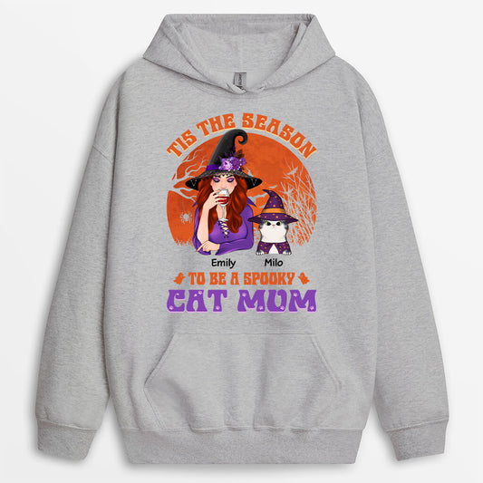 1293HUK1 personalised tis the season to be spooky cat mom hoodie