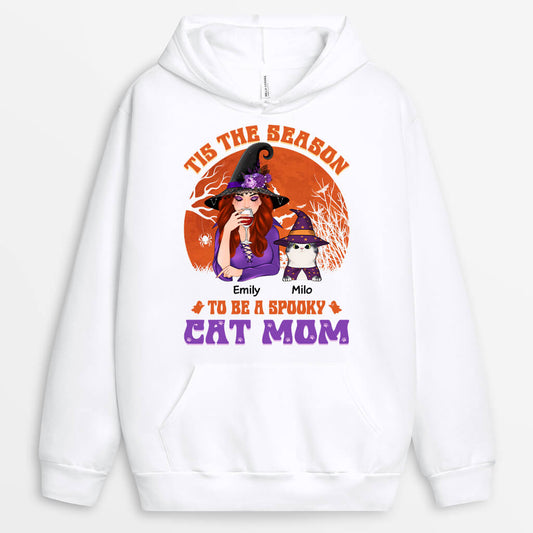 1293HUK2 personalised tis the season to be spooky cat mom hoodie