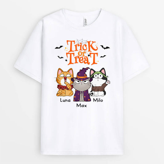 1294AUK1 personalised trick or treat t shirt