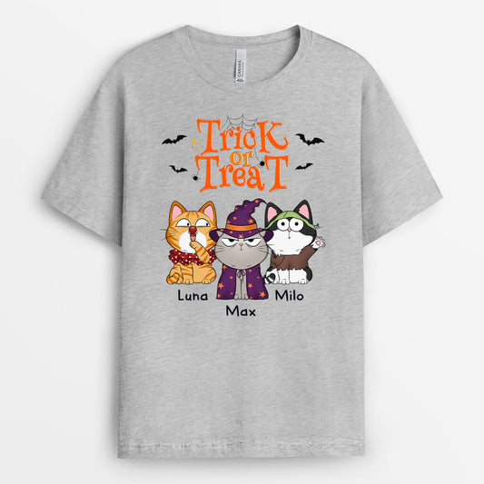 1294AUK2 personalised trick or treat t shirt