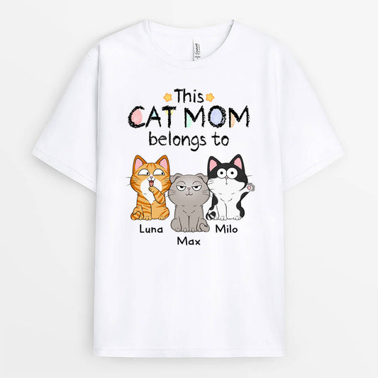 1295AUK1 personalised this cat mum dad belongs to t shirt