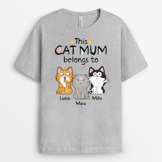 1295AUK2 personalised this cat mum dad belongs to t shirt