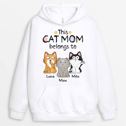 1295HUK1 personalised this cat mum dad belongs to hoodie
