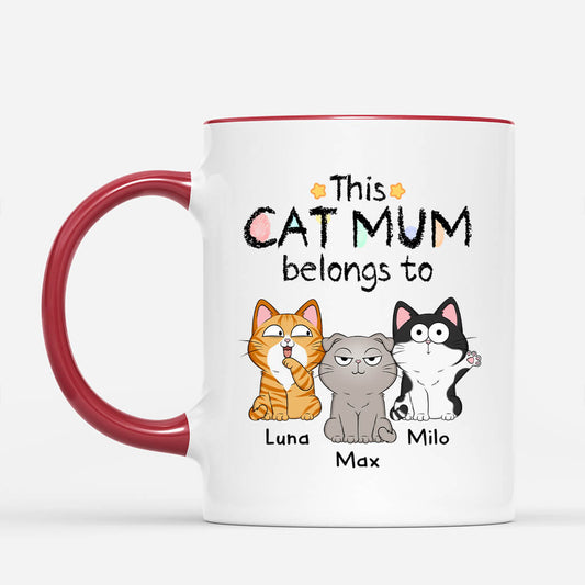 1295MUK2 personalised this cat mum dad belongs to mug