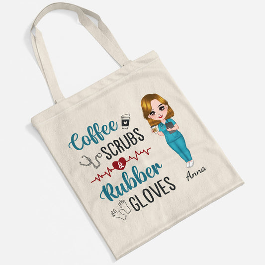 1305BUK2 personalised coffee scrubs and rubber gloves tote bag