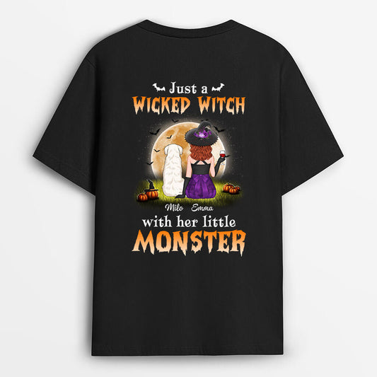 1309AUK2 personalised just a wicked witch with her monster t shirt