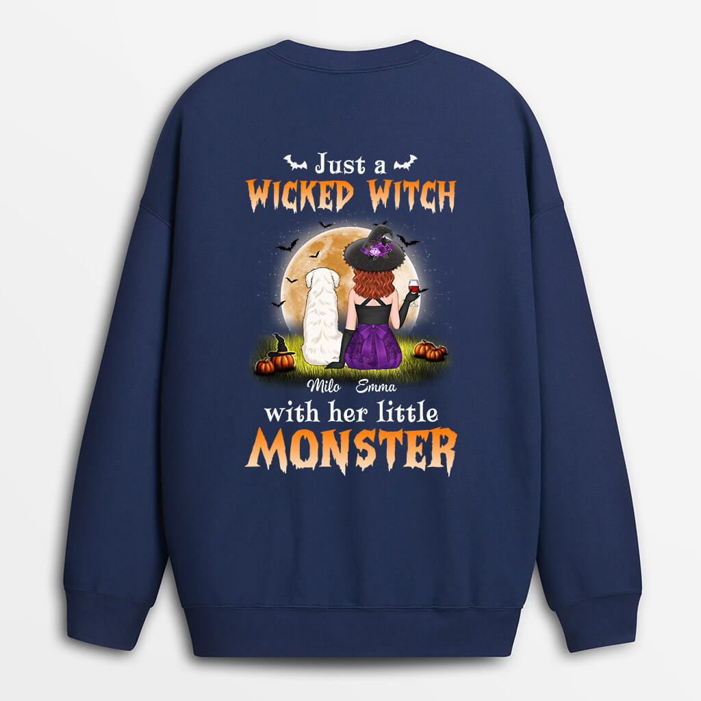 1309WUK1 personalised just a wicked witch with her monster sweatshirt