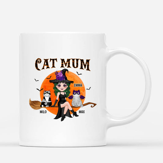 1310MUK1 personalised cat mom sitting on broom mug