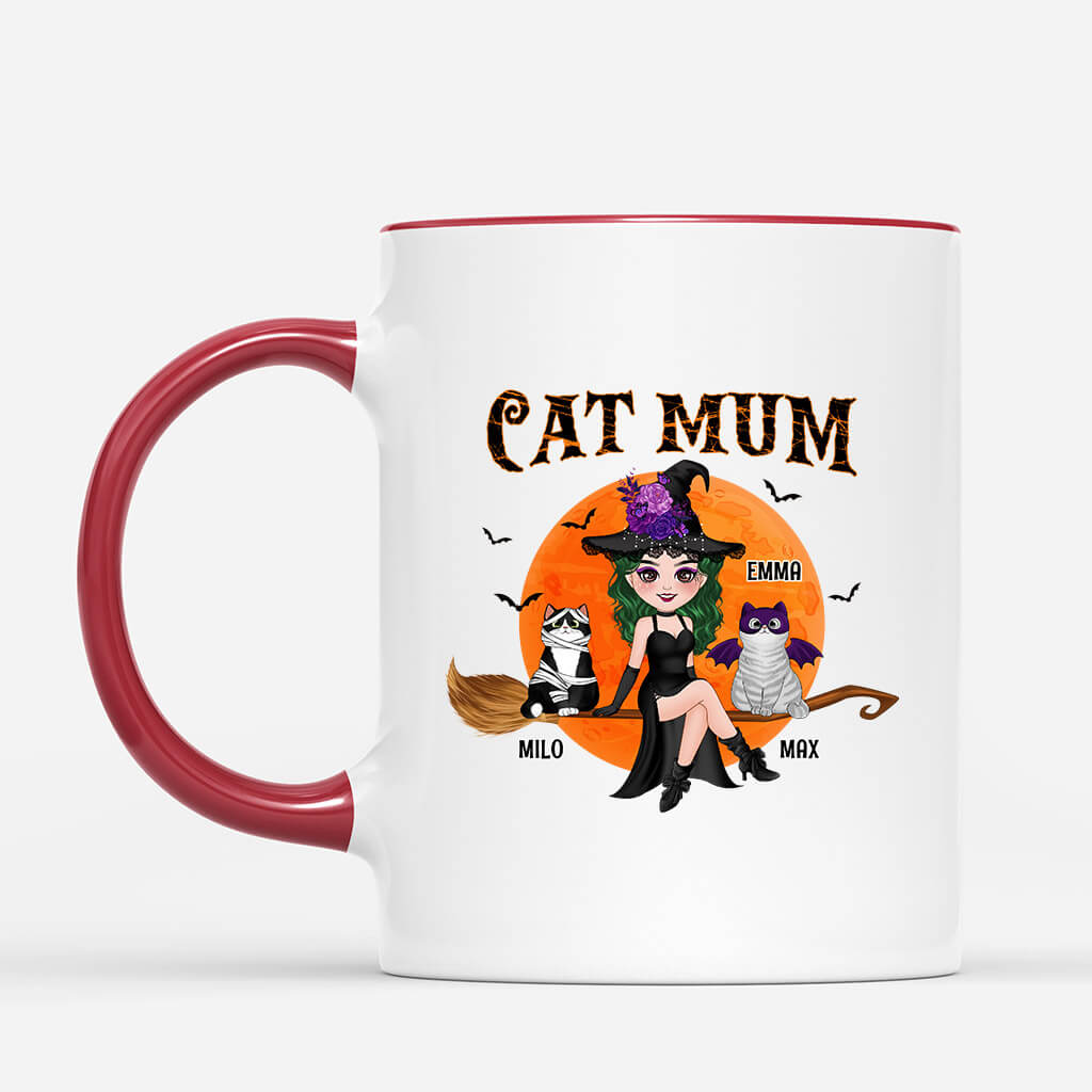 1310MUK2 personalised cat mom sitting on broom mug