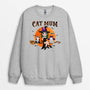 1310WUK1 personalised cat mom sitting on broom sweatshirt