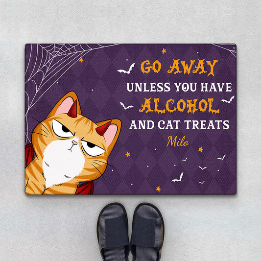 1314DUK1 personalised go away unless you brought alcohol and cat treats doormat